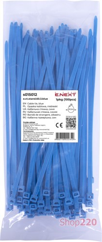 Кабельная стяжка 60мм х 3мм, синий, e.ct.stand.60.3.blue Enext s015012 - фото 102245