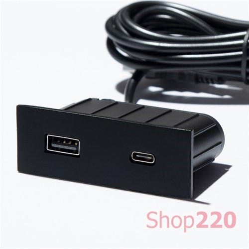 Розетка USB тип А+С в стол/мебель, черный, Versapick ASA - фото 102977