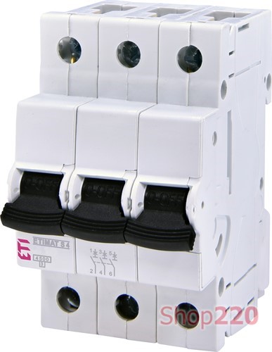 Автоматический выключатель 16 А, 3-фазный, хар-ка С, ETIMAT S4 ETI - фото 104453