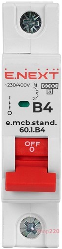 Автомат 4 А, 1-фазный, тип В, e.mcb.stand.60.1.B4 Enext
