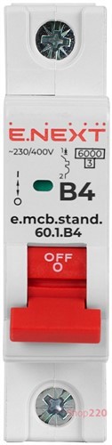 Автомат 4 А, 1-фазный, тип В, e.mcb.stand.60.1.B4 Enext - фото 104499