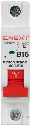 Автомат 16 А, 1-фазный, тип В, e.mcb.stand.60.1.B16 Enext
