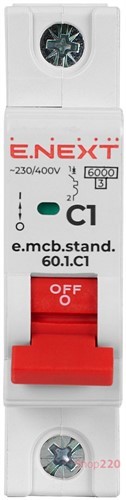 Автомат 1 А, 1-фазный, тип С, e.mcb.stand.60.1.C1 Enext