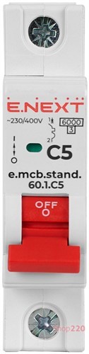 Автомат 5 А, 1-фазный, тип С, e.mcb.stand.60.1.C5 Enext