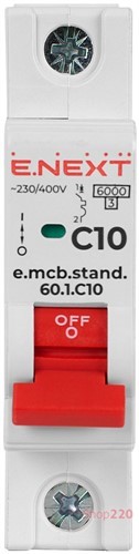 Автомат 10 А, 1-фазный, тип С, e.mcb.stand.60.1.C10 Enext