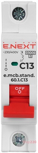 Автомат 13 А, 1-фазный, тип С, e.mcb.stand.60.1.C13 Enext
