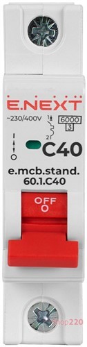 Автомат 40 А, 1-фазный, тип С, e.mcb.stand.60.1.C40 Enext