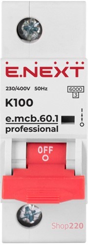 Автомат 100 А, 1-фазный, тип K, e.mcb.pro.60.1.K 100 new Enext