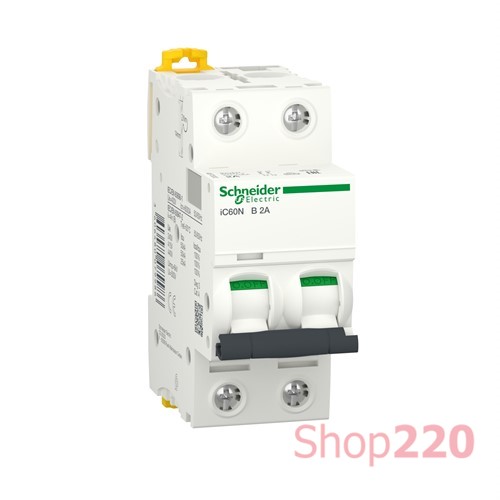 Автоматический выключатель 2А, 2 полюса, кривая B, IC60N Acti9 Schneider Electric