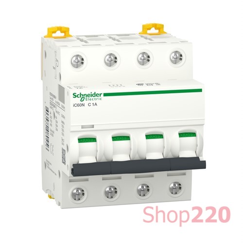 Автоматический выключатель 1А, 4 полюса, кривая C, IC60N Acti9 Schneider Electric - фото 105632