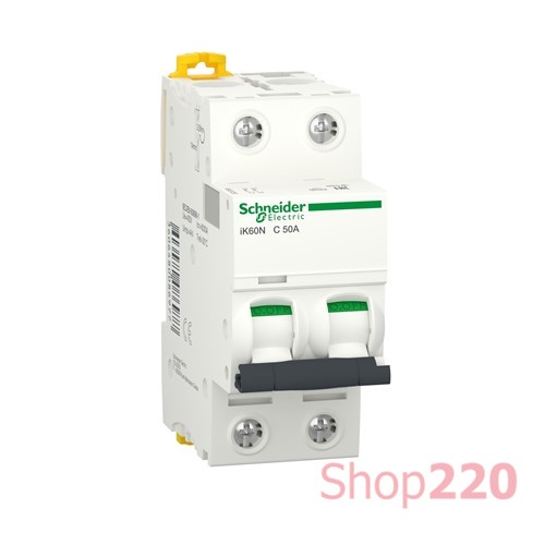 Автоматический выключатель 50А, 2 полюса, кривая C, IK60N Acti9 Schneider Electric