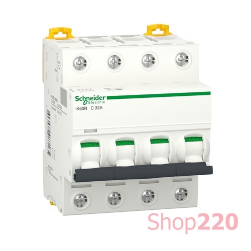 Автоматический выключатель 32А, 4 полюса, кривая C, IK60N Acti9 Schneider Electric
