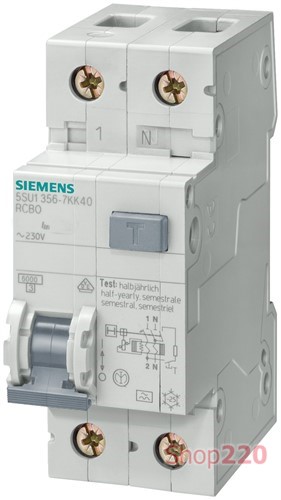 УЗО+автомат 20А, 100мА, кривая С, тип AC, Siemens