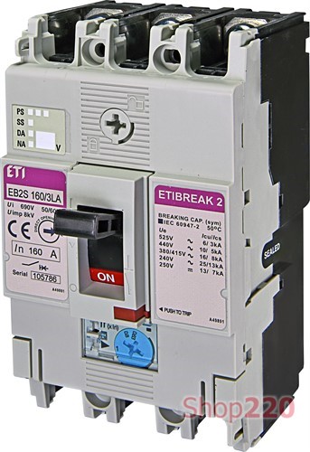 Силовой автомат 160 А, 3-фазный, EB2S160/3LA ETIBREAK 2S ETI