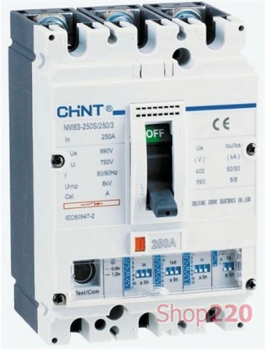 Автоматический выключатель 160А, 3 полюса, 50кА, NM8S-250S Chint