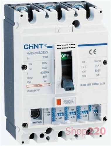 Автоматический выключатель 200А, 3 полюса, 50кА, NM8S-250S Chint - фото 108094