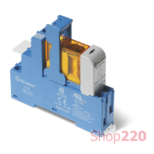 Реле ИФМ; 1CO; 10A; 230В AC; AgNi; LED+варистор; металл; зажим.; DIN-рейка; 15.8мм