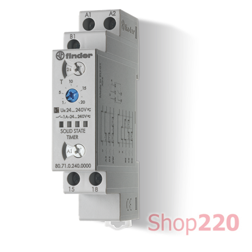 Таймер SST; 1A-240В AC/DC; 24-240В AC/DC; твердотельное; AI,BE,CE,DE,DI,SW; 0.1с-24год; модульное; 17.5мм