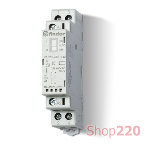 Контактор; 1NO+1NC; 25A; 220-240В AC/DC; AgSnO2; мех.индикатор + LED; защита кот.; модульное; 17.5мм