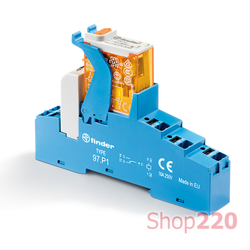 Реле ИФМ; 1CO; 16A; 230В AC; AgNi; LED+варистор; блок.кн.тест; пластик; push-in; DIN-рейка; 15.8мм