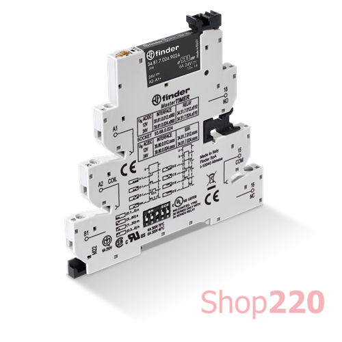 Таймер ИФМ SSR; MasterTIMER; 6A-24В DC; 12В AC/DC; AI,BE,CE,DE,DI,EE,GI,SW; 0.1с-6год; LED; OUT защита; зажим.; DIN-рейка; 6.2мм