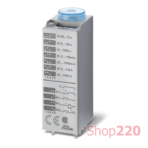 Таймер миниатюрный; 3CO; 10A; 12В AC/DC; AgNi; AI,DI,GI,SW; 0.05с-100год; LED; розетка S94; кл. металл 094.81 в комплекте