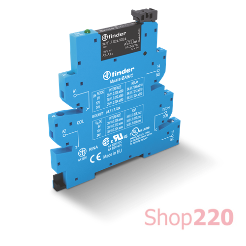 Реле ИФМ SSR; MasterBASIC; 6A-24В DC; 230-240В AC; твердотельное; LED; защита вх.; зажим.; DIN-рейка; 6.2мм