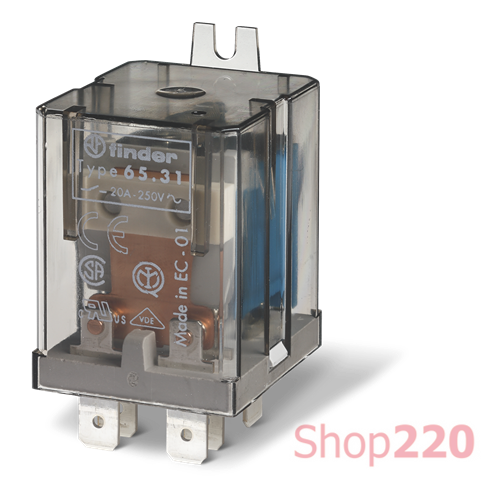 Реле; 1NO+1NC; 20A; 220В DC; AgCdO; силовое; зад.фланец; Faston250; RT I