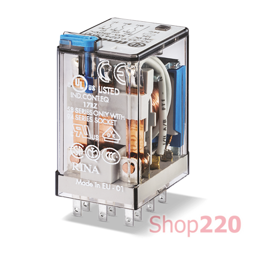 Реле; 3CO; 10A; 24В AC; AgNi; универсальное; LED; розетка S94; RT I