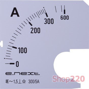 Шкала для амперметра щитового АС 300А 72х72мм, e.meter72.a300.scale Enext - фото 116861