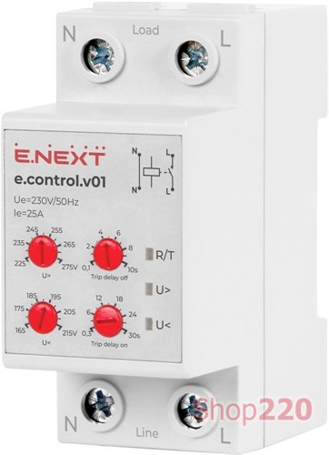 Реле контроля напряжения однофазное 25А, e.control.v01 Enext - фото 119842