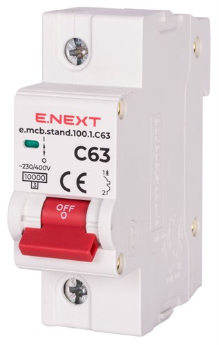Автомат 63 А, 1-фазный, тип С, e.mcb.stand.100.1.C63 Enext