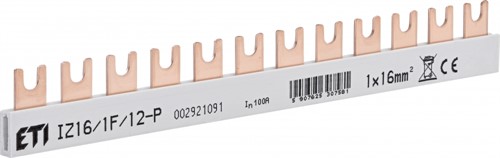 Шина питания IZ 16/1F/12 (16мм кв, 1P, 0.21м, Fork, 12mod.)