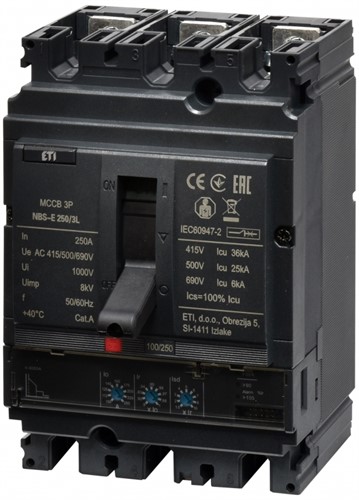 Автоматический выключатель 250A 3P, 36kA, (0.4-1)In/(1.5-10)Ir, NBS-E 250/3L