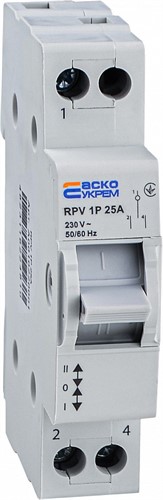 Ручной переключатель ввода (I-0-II) 25A 1P RPV АСКО