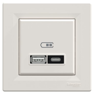 USB розетка тип А+С, кремовый, EPH2700323 Schneider Electric Asfora