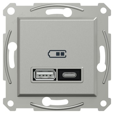 USB розетка тип А+С, алюминий, EPH2700361 Schneider Electric Asfora