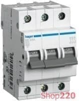 Трехфазный автоматический выключатель 6 А, уставка С, MC306A Hager - фото 13748