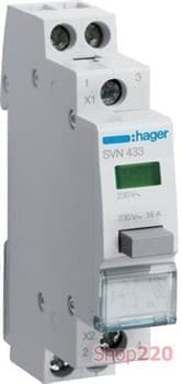 Выключатель кнопочный с зеленым индикатором, SVN433 Hager - фото 30181