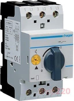 Автоматический выключатель для защиты двигателя, ток 1,6 А - 2,4 А, MM507N Hager - фото 30296