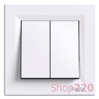 Выключатель двухклавишный, белый, EPH0300121 Schneider Asfora - фото 31040