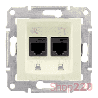 Розетка двойная RJ 45 кат 5е, экран, STP, кремовый, Sedna SDN4600123 Schneider - фото 31442