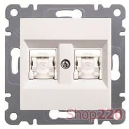 Розетка компьютерная RJ-45 и телефонная RJ-12, кремовый, Lumina-2 WL2321+11014620+11014801 Hager - фото 31777