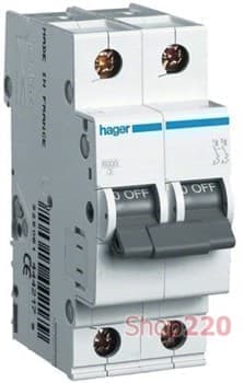 Автоматический выключатель 0,5 А, 2 полюса, С, 6 kA MC200A Hager - фото 34305