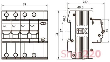 Купить Диф.автомат 63А, 30мА, 4 полюса, АД12 IEK MAD10-4-063-C-030 ИЭК ...