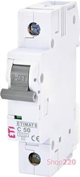 Автоматический выключатель 50А, 1 полюс, тип C, Eti 2141521 - фото 46581