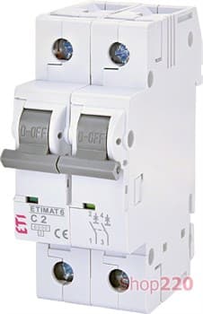 Автоматический выключатель 2А, 2 полюса, тип C, Eti 2143508 - фото 46601