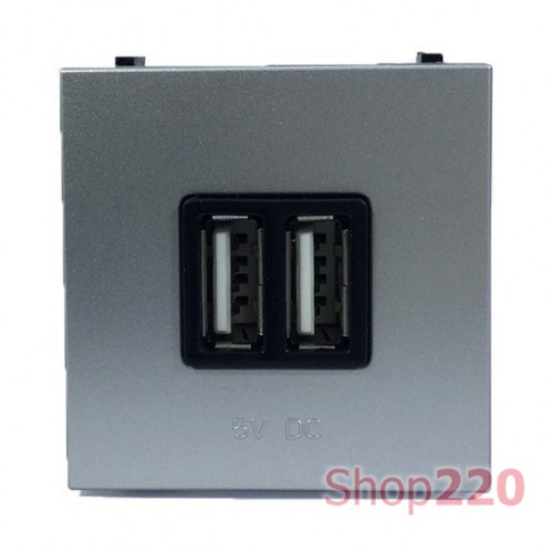 Розетка USB для зарядки, серебристый, Zenit ABB N2285 PL - фото 73952