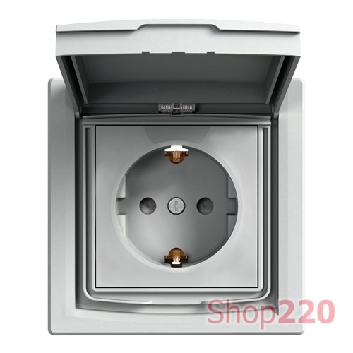 Розетка влагозащищенная IP44 с заземлением, алюминий, EPH3100361 Schneider Asfora