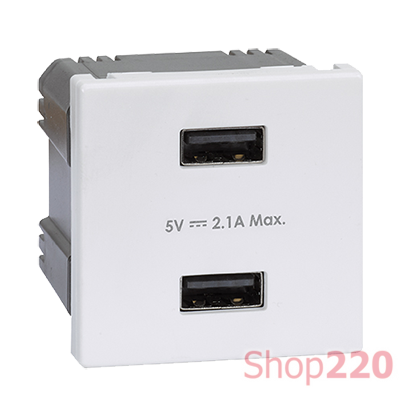 Розетка USB для зарядки, двойная, 2 модуля, белый, К45 Simon K126E/9 - фото 88221